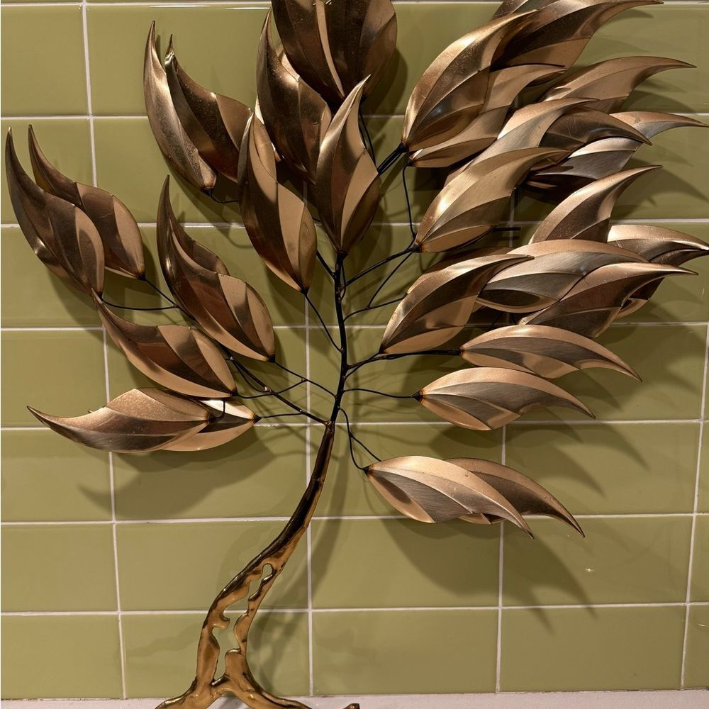 Vintage Brass Metal Tree Wall Art